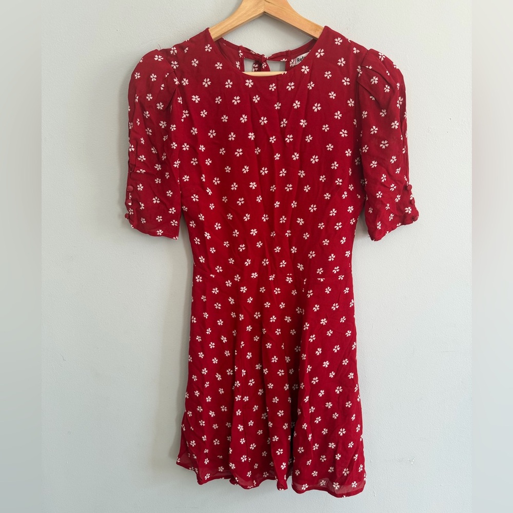 Reformation Bard Red Floral Mini Dress Size 2